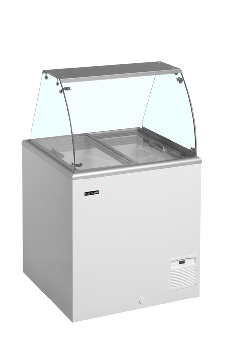 Speiseeisvitrine – 163 L – 764×694×1330 mm – Weiß, RAL 9010 - Produktansicht