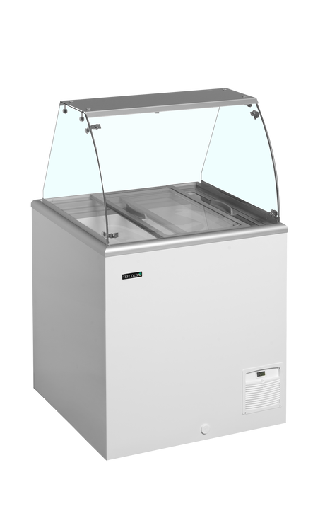Speiseeisvitrine – 163 L – 764×694×1330 mm – Weiß, RAL 9010 - Innenansicht