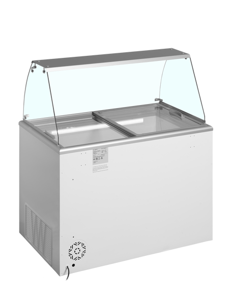 Speiseeisvitrine – 267 L – 1094×694×1330 mm – Weiß, RAL 9010 - Weitere Ansicht