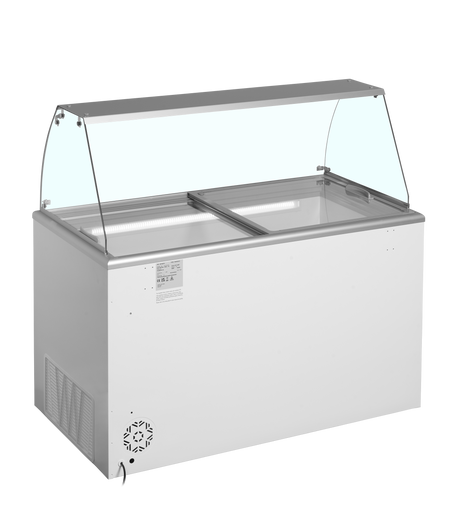 Speiseeisvitrine – 345 L – 1344×694×1330 mm – Weiß, RAL 9010 - Weitere Ansicht