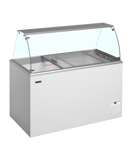 Speiseeisvitrine – 345 L – 1344×694×1330 mm – Weiß, RAL 9010 - Innenansicht