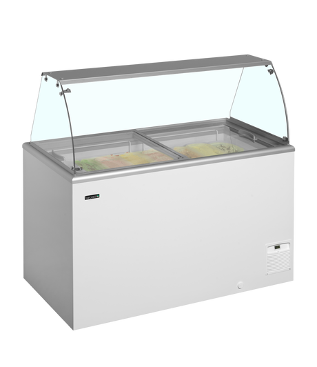 Speiseeisvitrine – 345 L – 1344×694×1330 mm – Weiß, RAL 9010 - Anwendungsbeispiel