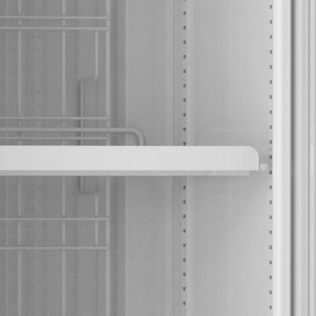Verkaufsgefrierschrank – 1 Glastür – 113 L – 435×531×2016 mm – Schwarz – -23 bis -12 °C – 5 Tragroste – 800 W - Detail