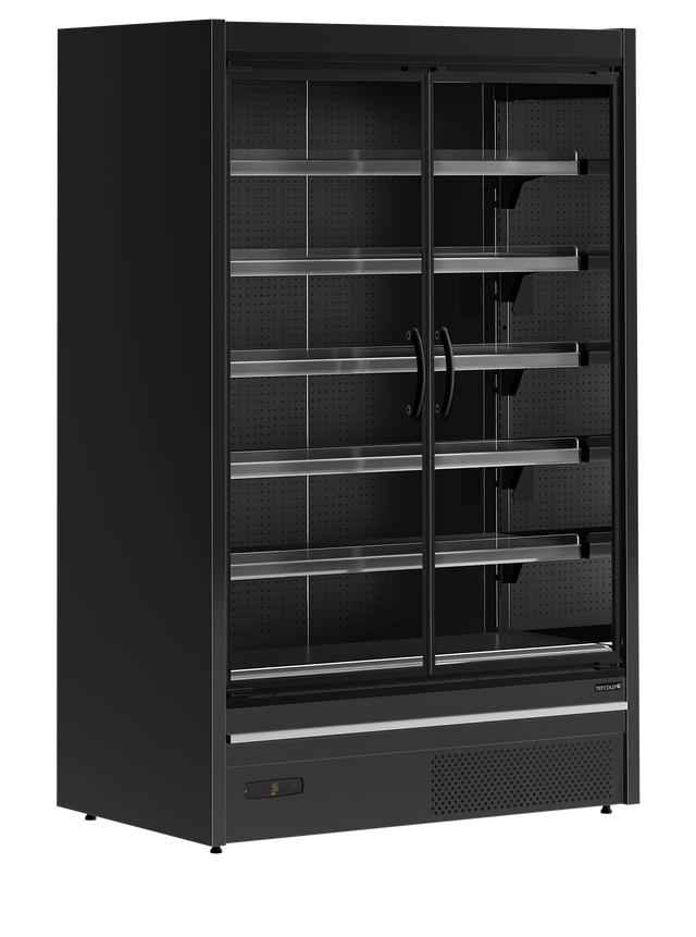 Wandkühlregal – 2 Glastüren – 1095 L – 1330×1005×2100 mm – Schwarz RAL9005 - Produktansicht