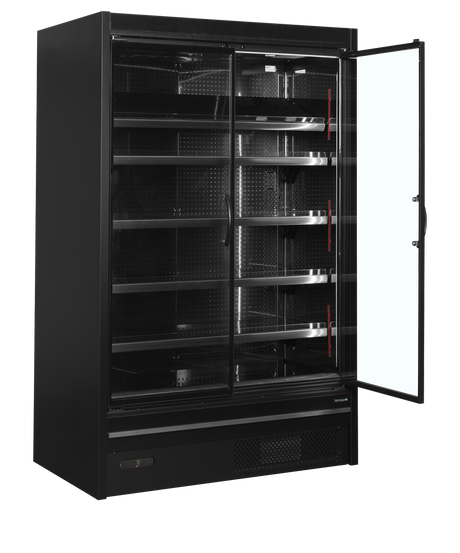 Wandkühlregal – 2 Glastüren – 1095 L – 1330×1005×2100 mm – Schwarz RAL9005 - Innenansicht