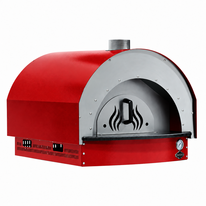 D5 wood-fired pizza oven, red, without optional stand - colour illustration