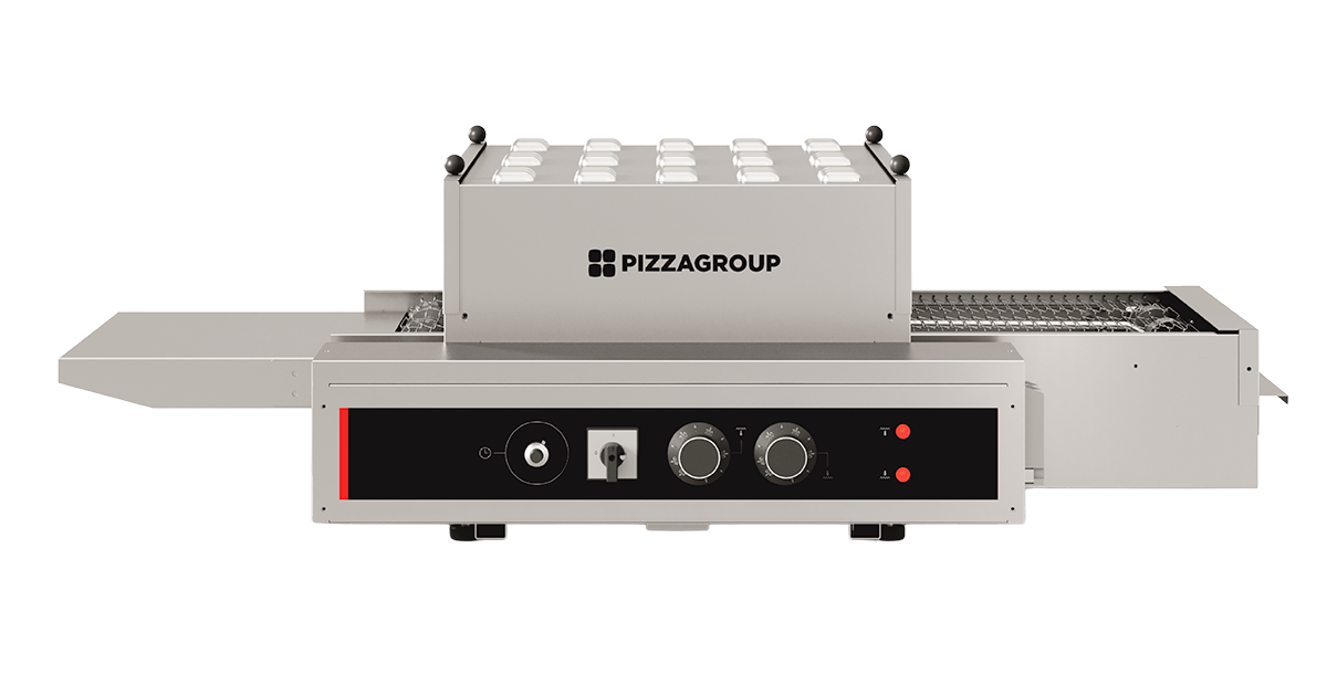Static conveyor oven TN 38/45 – 380 mm – 450 °C – 5.6 kW – 1210×660×350 mm