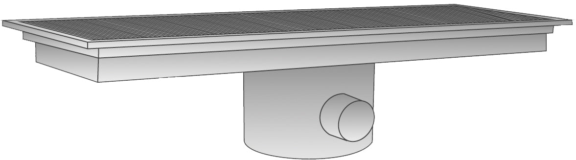 Abfluss mit seitlichem Auslass und Mitte - 300 x 2050 x 150 mm