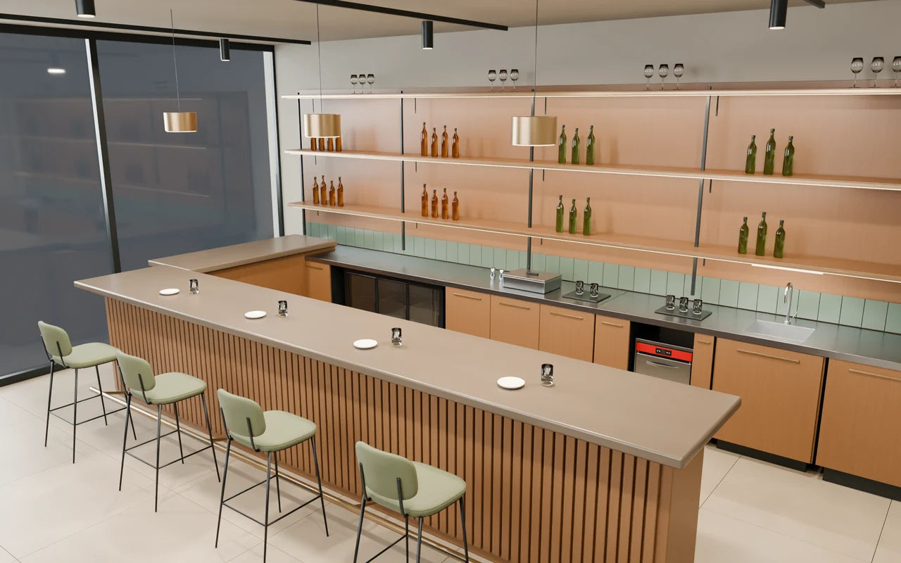 M&R 3D design study : bar counter with refrigeration and washing area