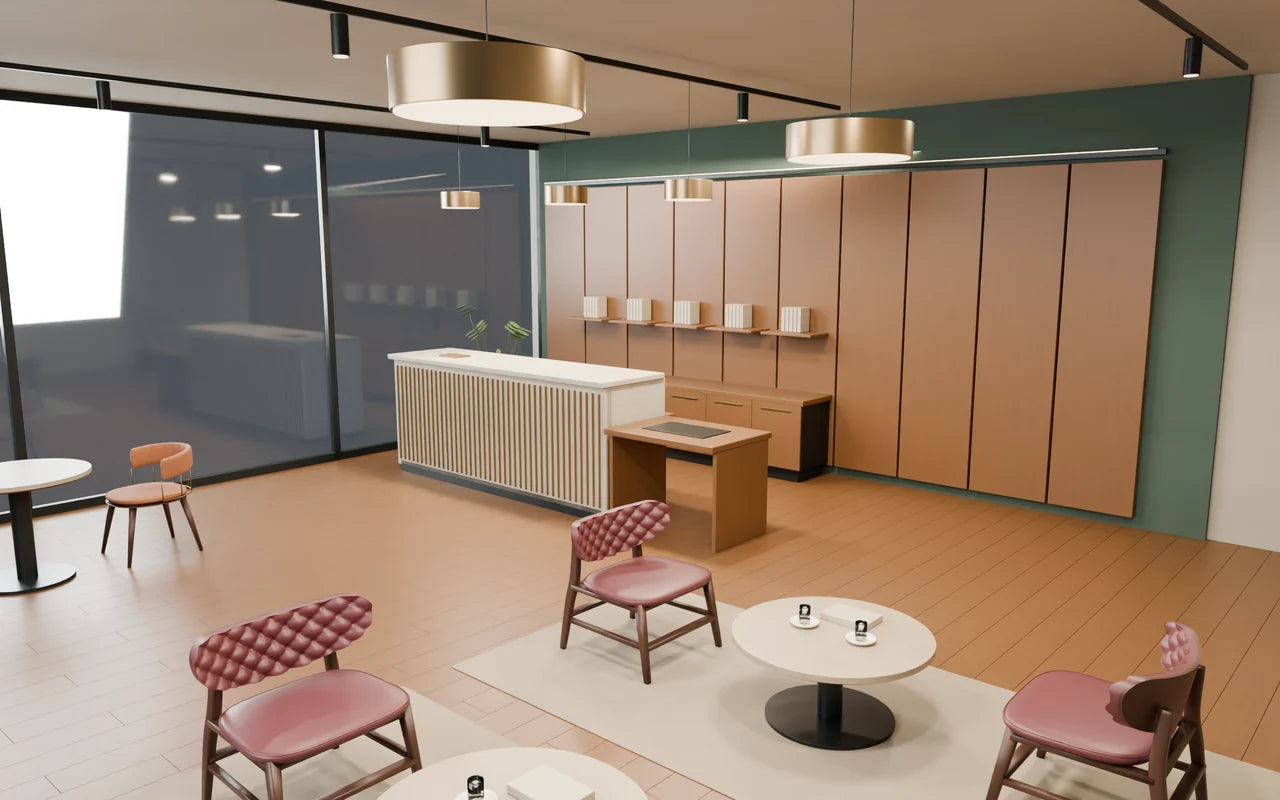 M&R 3D design study : hotel reception and lounge